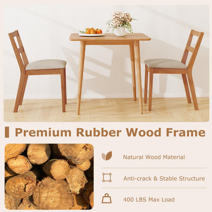 Goflame Wooden Dining Chairs Set of 2/4 Farmhouse Upholstered Kitchen Chairs with Rubber Wood Legs & Fabric Padded Seat