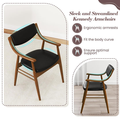 Goflame Wooden Dining Chairs Set of 2/4, PU Leather Upholstered Kitchen Chairs w/Padded Seat & Back