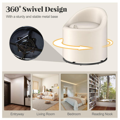 Goflame Swivel Accent Chair with Storage, 360° Upholstered Vanity Chair with Backrest