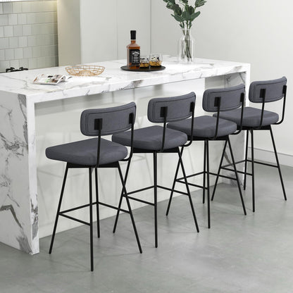 Goflame Swivel Bar Stools, Upholstered Bar Height Bar Chairs w/Padded Seat & Backrest