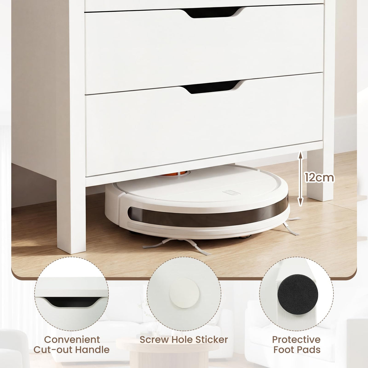 Goflame 4 Drawer Storage Cabinet with Handles & Anti-Tipping Kits