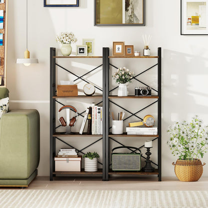 Goflame 4-Tier Bookshelf | Narrow Freestanding Display Shelf with Metal Frame (1/2)