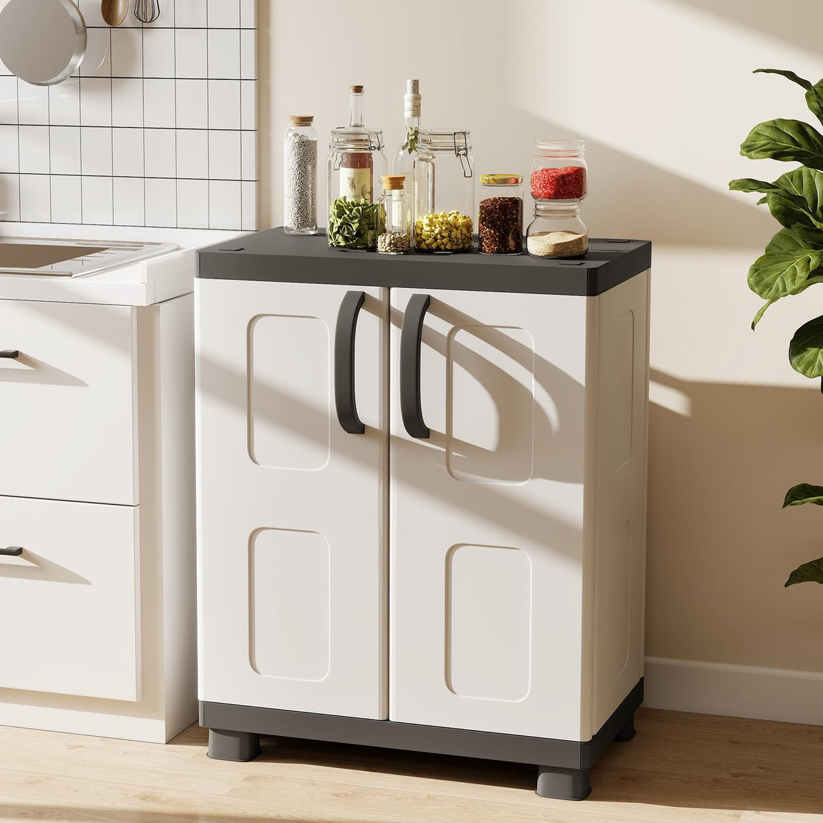 Goflame Storage Cabinet with 2 Doors and Adjustable Shelves