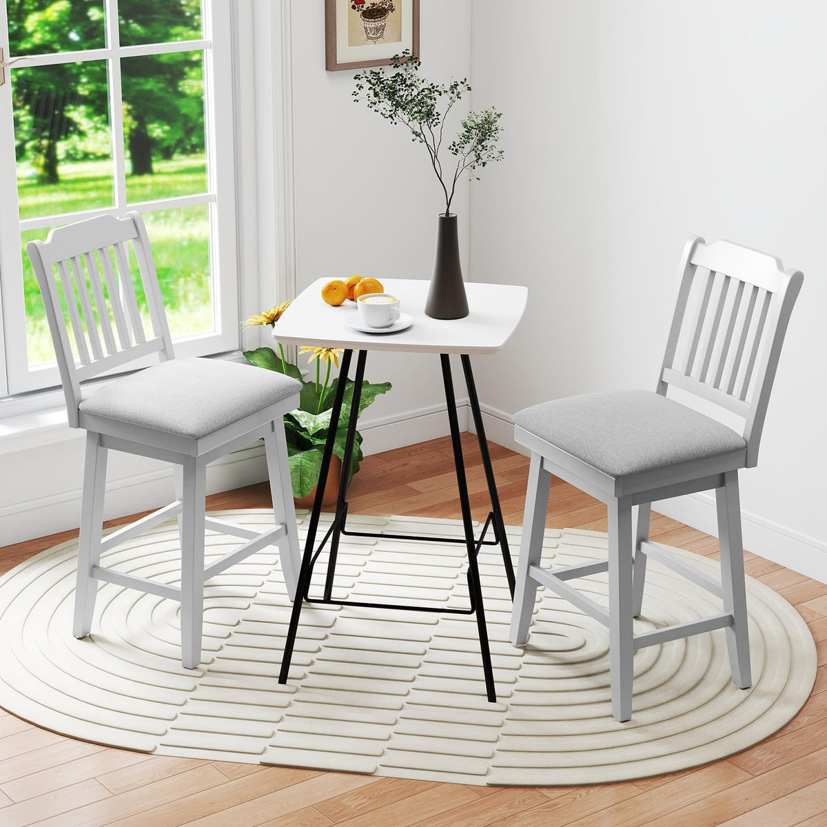 Goflame 25" Modern Bar Stools Set of 2/4 360° Swivel Counter Height Chairs