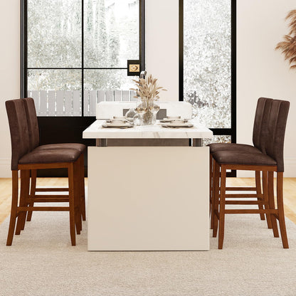 Goflame 26" Bar Stools Set of 2/4 Upholstered Counter Height Bar Chairs with Solid Rubber Wood Legs