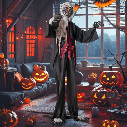 Goflame 8.2 Ft Halloween Animatronics, Sound-Activated Werewolf with Light-up Eyes & Scary Sounds