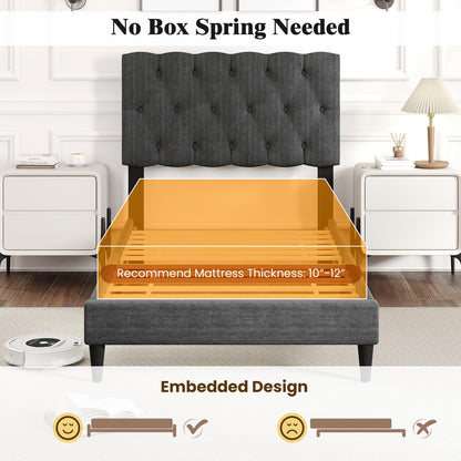 Modern Queen/Full/Twin Size Upholstered Platform Bed Frame with Diamond Tufting Headboard