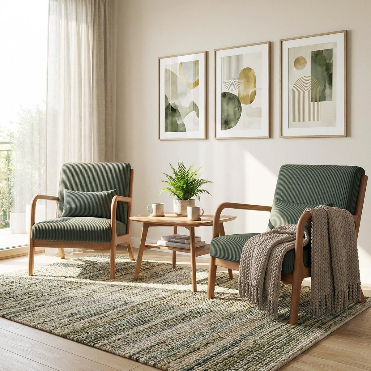 Goflame Modern Accent Chair Corduroy Upholstered Lounge Chair