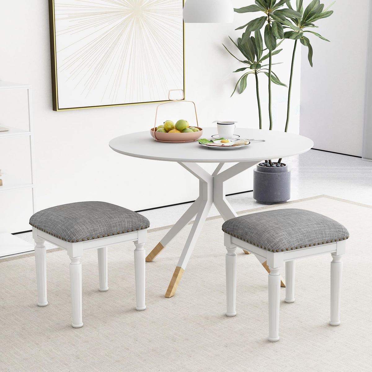 Goflame Bar Stools Set of 2, 3-Height Adjustable 19"/27"/31" Wood Barstools with Padded Seat