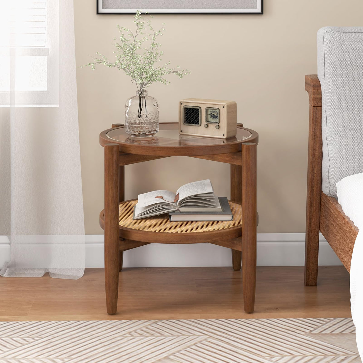 Rattan Round End Table - Goflame