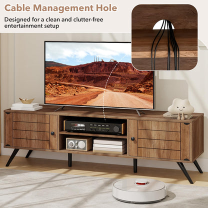 Goflame 2-Door TV Stand for TVs up to 65 Inch with Open Shelves