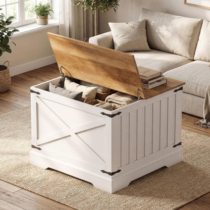 Goflame 31.5" Square Wood Center Table with Large Hidden Storage Compartment & Hinged Lift Top