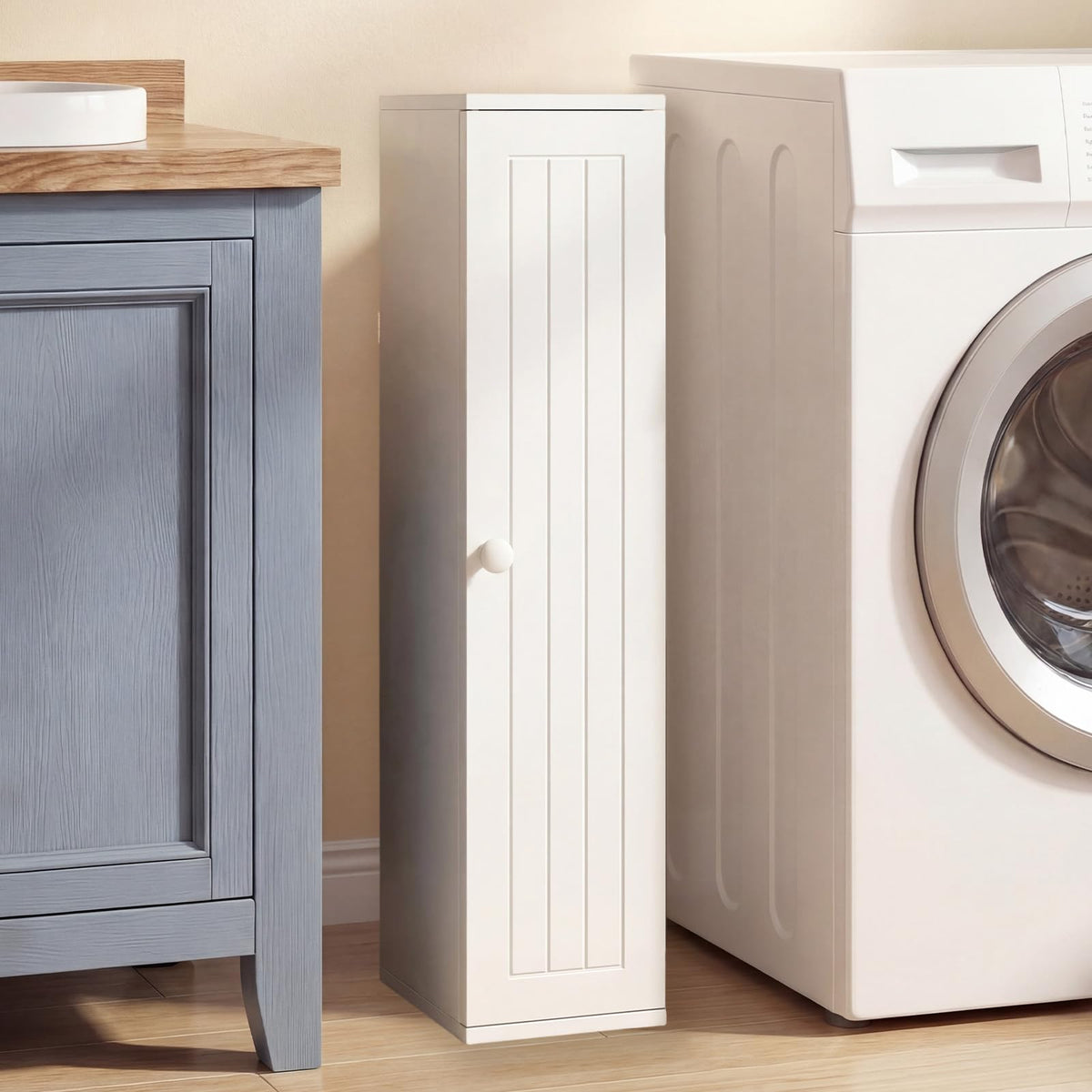Goflame Small Bathroom Storage Cabinet with Door and Removable Shelves