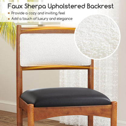 Goflame Wooden Dining Chairs, Upholstered Kitchen Chairs w/Rubber Wood Frame & Faux Leather Padded Seat