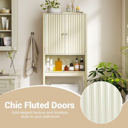 Goflame Over The Toilet Storage Cabinet with Fluted Doors