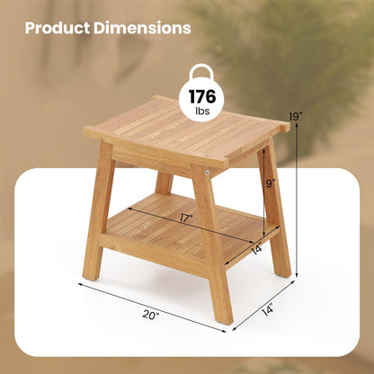 Goflame Teak Shower Bench with Shelf