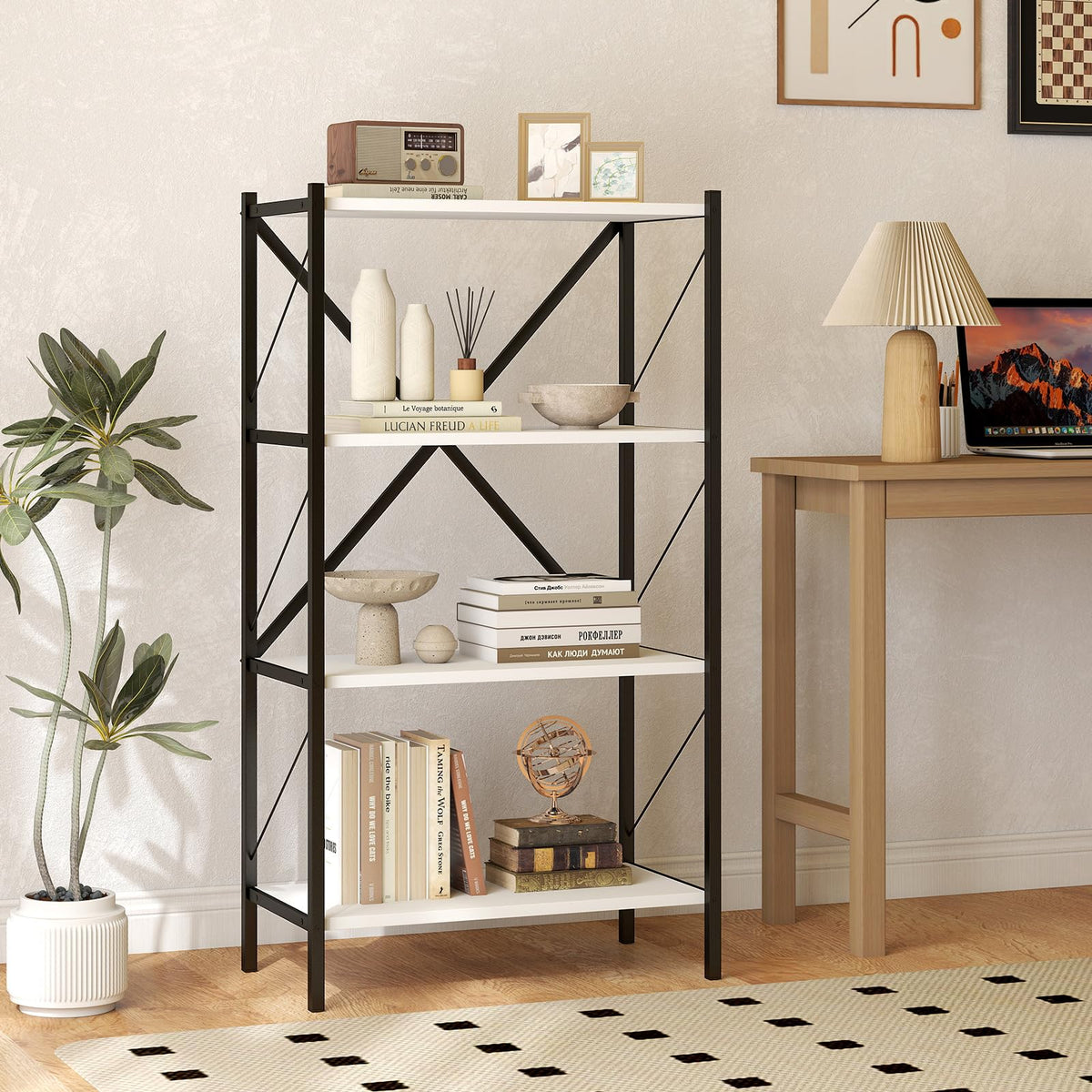Goflame Modern Bookcase with Heavy-Duty Metal Frame (1/2)