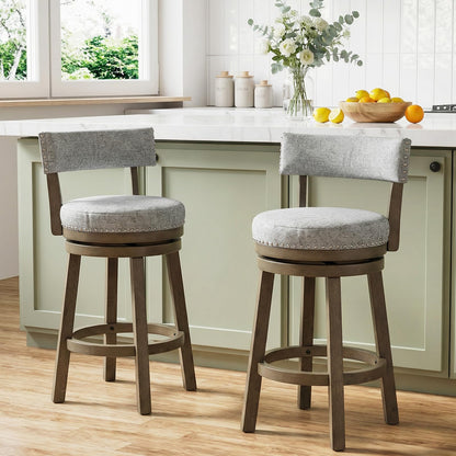 Goflame Swivel Bar Stool | 27" Counter Height Stool with Linen Fabric Upholstered Seat & Back