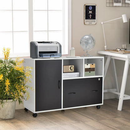 Goflame Mobile File Cabinet on Wheels - Lateral Filing Cabinet w/Drawer