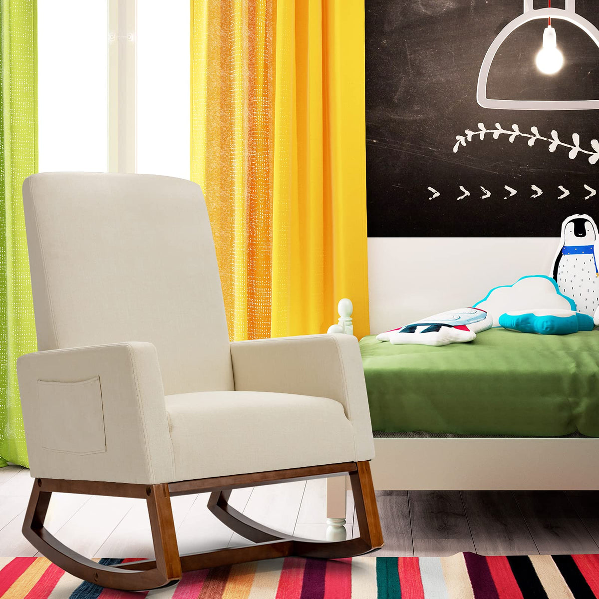 Goflame Rocking Chair Upholstered Living Room Chair