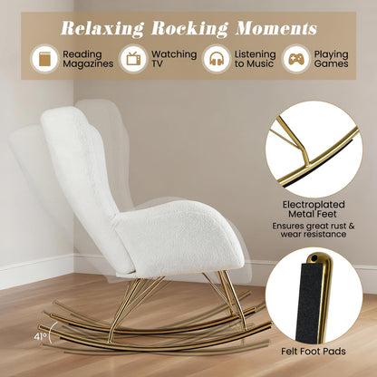 Goflame Rocking Chair Nursery Upholstered Glider Rocker w/Curved Backrest & Armrests