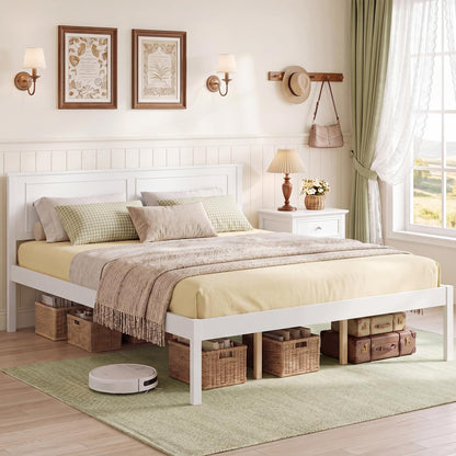 Goflame Wood Queen/Full/Twin Size Bed Frame with Wooden Slat Support