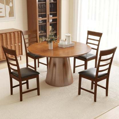 Goflame Wooden Dining Chairs Set of 2/4, PU Leather Upholstered Kitchen Chairs w/Rubber Wood Frame
