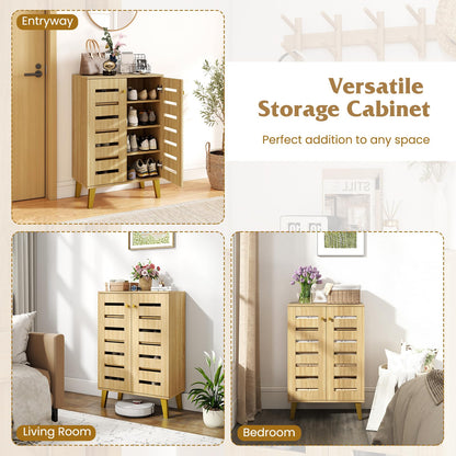 Goflame Shoe Cabinet with Doors 4-Tier Freestanding Shoe Organizer Cabinet