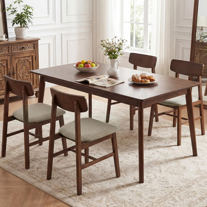 Goflame Solid Rubber Wood Dining Room Chairs with Curved Backrest