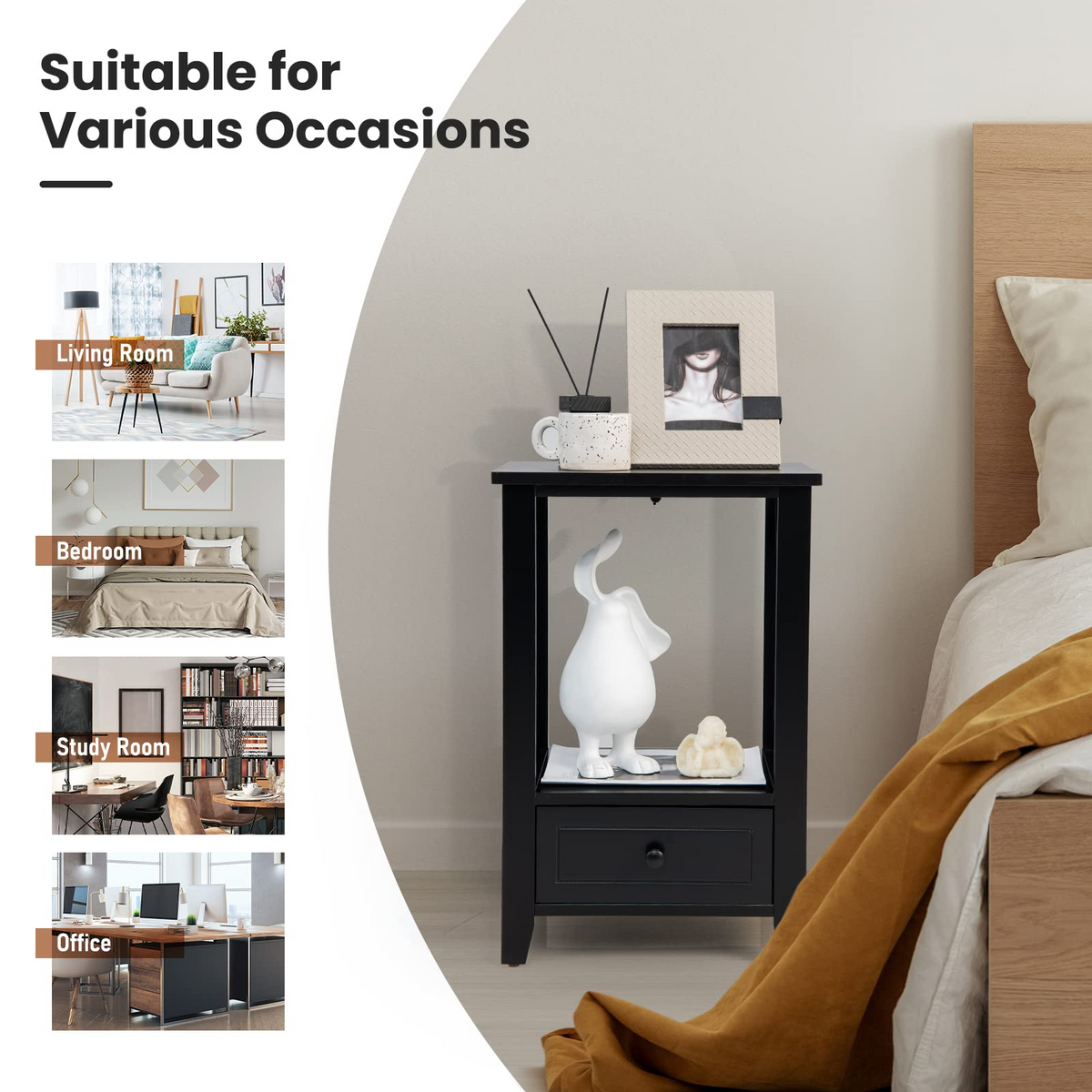 Goflame Modern X-Design Nightstand Set