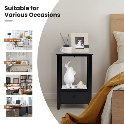 Goflame Modern X-Design Nightstand Set