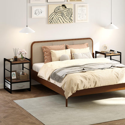 Goflame Industrial Nightstand with Storage Drawer for Bedroom