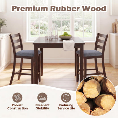 Goflame 26 Inch Farmhouse Upholstered Wooden Barstools with Footrest (2/4)