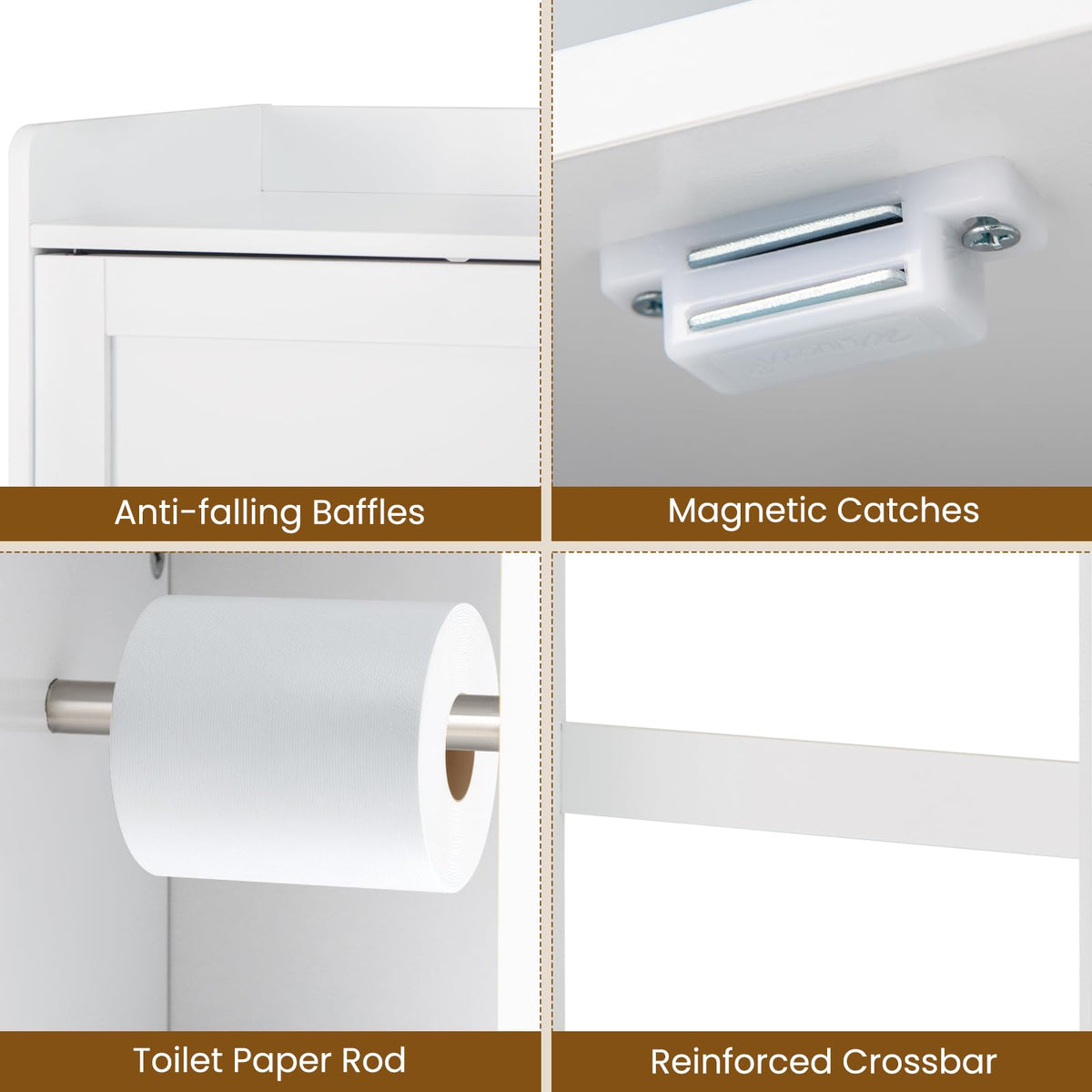 Goflame Over The Toilet Storage Cabinet Standing Toilet Rack with Sliding Door
