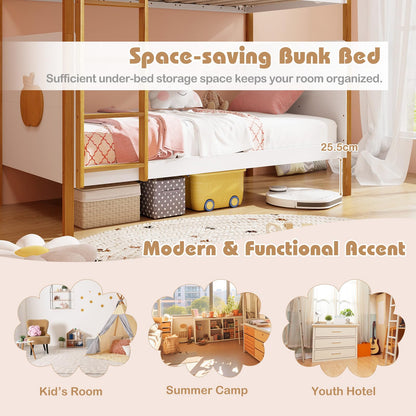 Goflame Wood Twin Over Twin Bunk Bed
