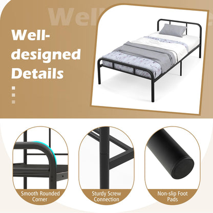 Goflame Twin Size Bed Frame, Modern Metal Platform Bed with Headboard and Footboard, Heavy Duty Steel Slat Support Mattress Foundation