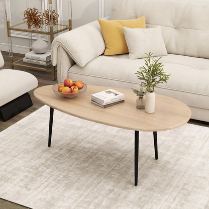 Goflame Oval Mid Century Modern Coffee Table Sturdy Metal Frame and Compact Design