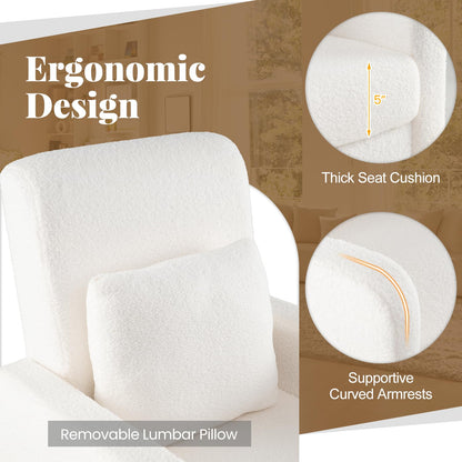 Goflame Modern Accent Chair with Lumbar Pillow Teddy Fleece Cover