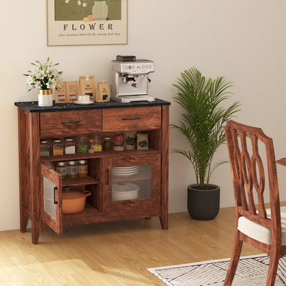 Goflame Sideboard Buffet Cabinet, Coffee Bar Cabinet with 2 Drawers