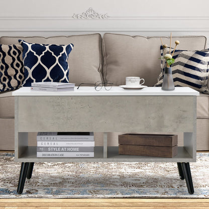 Goflame Lift Top Coffee Table, Modern Cocktail Table w/Hidden Compartment & 2 Open Shelves