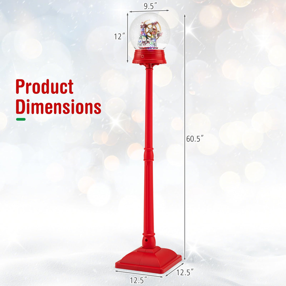Goflame 5 Ft Christmas Snow Globe Lantern ( Snowing Santa with Ferris Wheel )