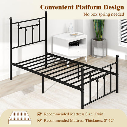 Goflame Twin Bed Frames with Headboard and Footboard, Victorian Style Twin Platform Bed