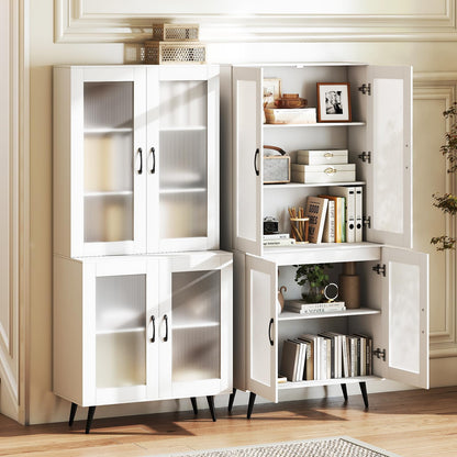 Goflame Kitchen Pantry Cabinet 70.5" Tall Cupboard with 4 Transparent Doors
