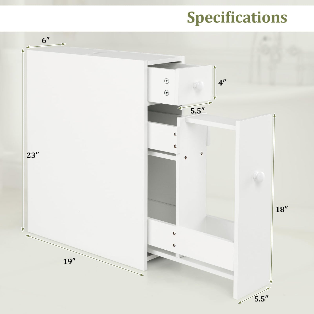 Goflame Small Bathroom Storage Cabinet