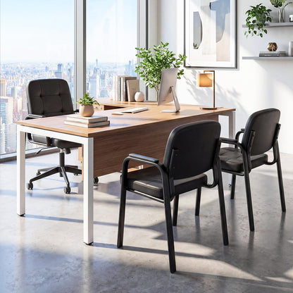 Goflame Leather Office Reception Chairs with Padded Armrests