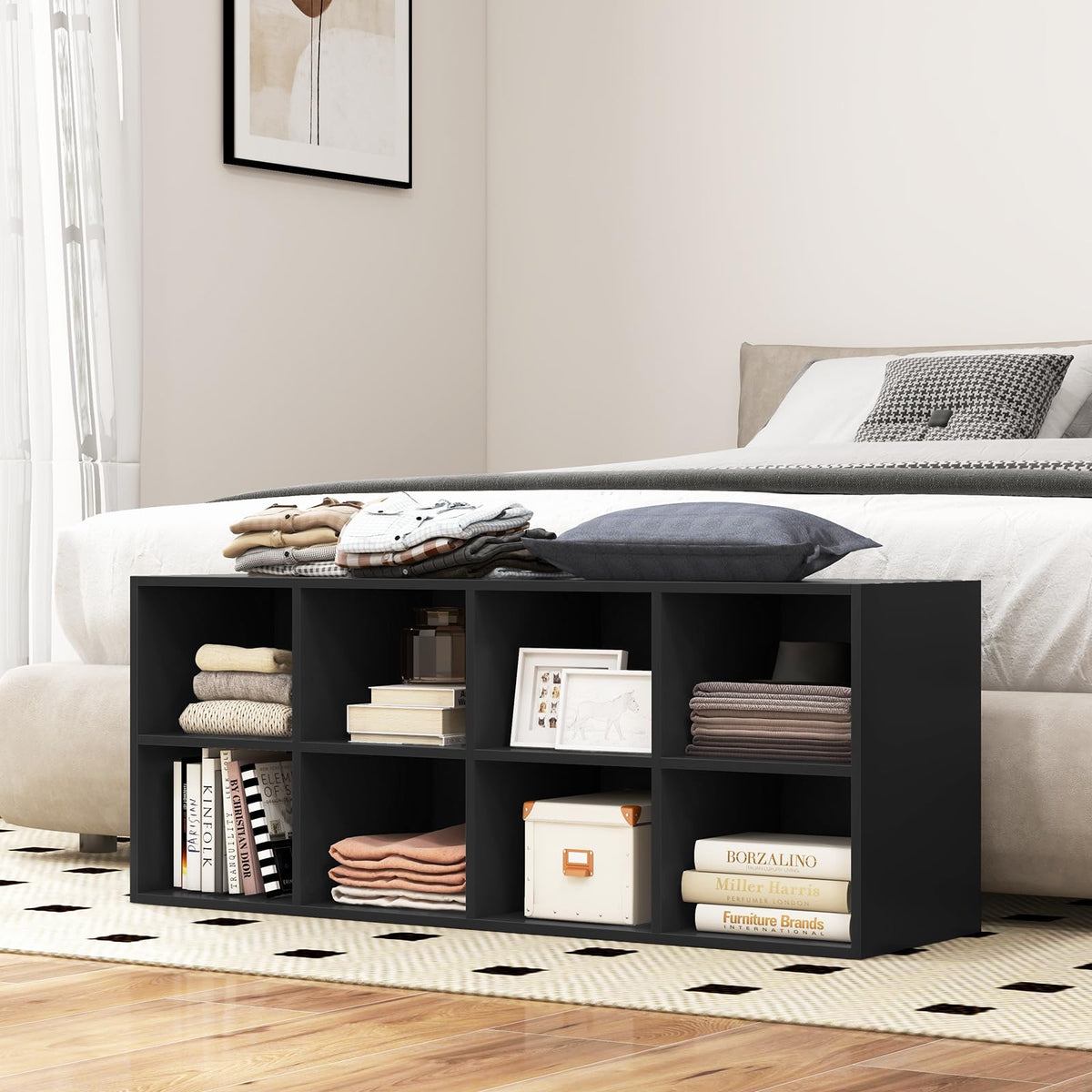 Goflame Shoe Bench 8 Cubes, 40" Entryway Bench with Storage