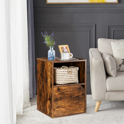 Goflame Set of 2 Nightstands, End Table Bedside Table w/Storage Cabinet and Open Shelf