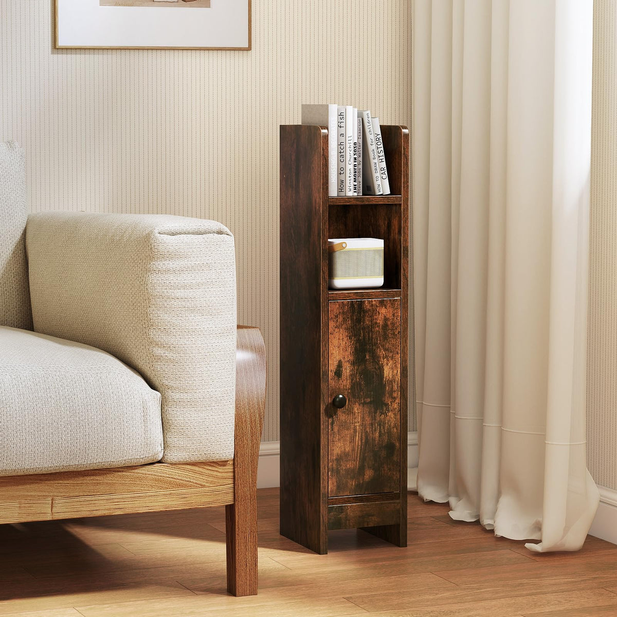 Goflame Slim Bathroom Cabinet with 3 Level Adjustable Shelf & Anti toppling Design