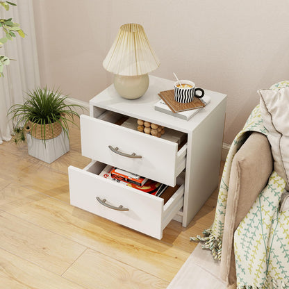 Goflame Nightstand with 2 Drawers, Modern Night Stand with Storage Drawers, Compact Floor Sofa Side Table for Small Spaces
