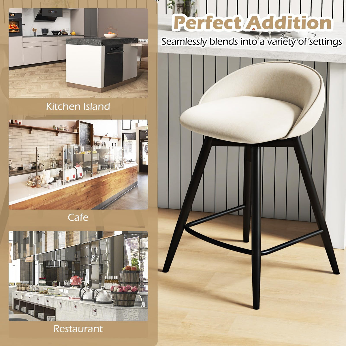 Goflame Swivel Bar Stools Set of 2/4 25" Counter Height Bar Chairs